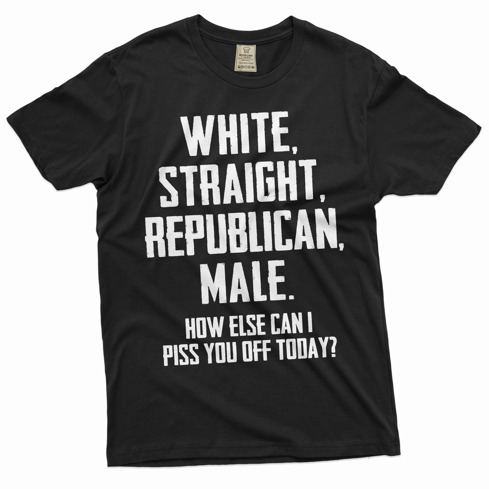 Men’s Funny Shirt White Straight Republican Male Shirt Funny USA Patriotic Shirt