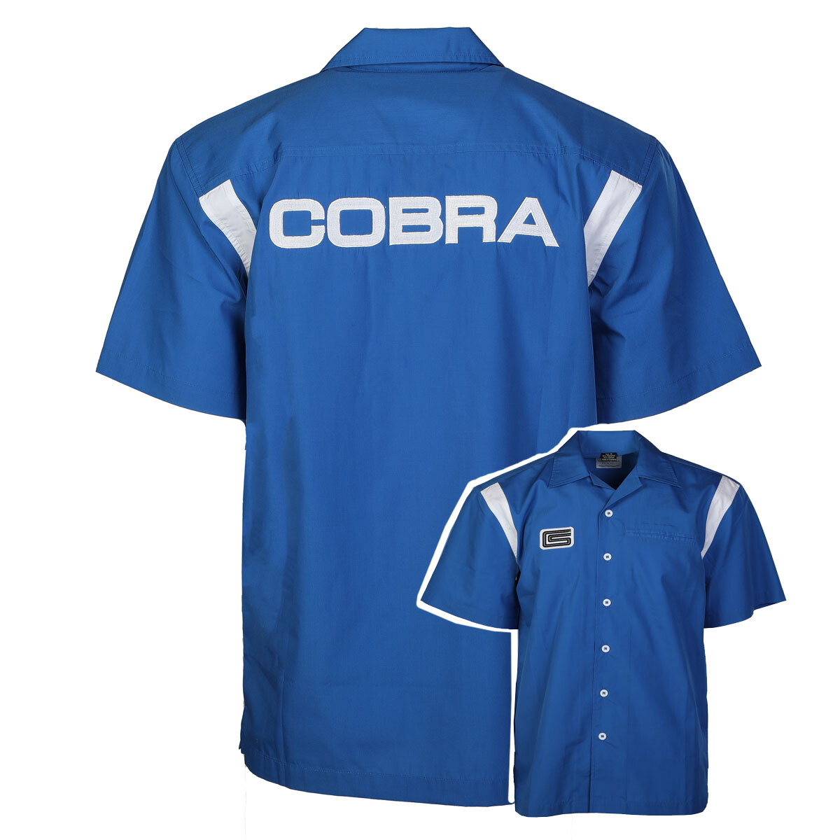 Ford Shelby Cobra Blue Pit Mechanic Button Down Work Crew Shirt Official License