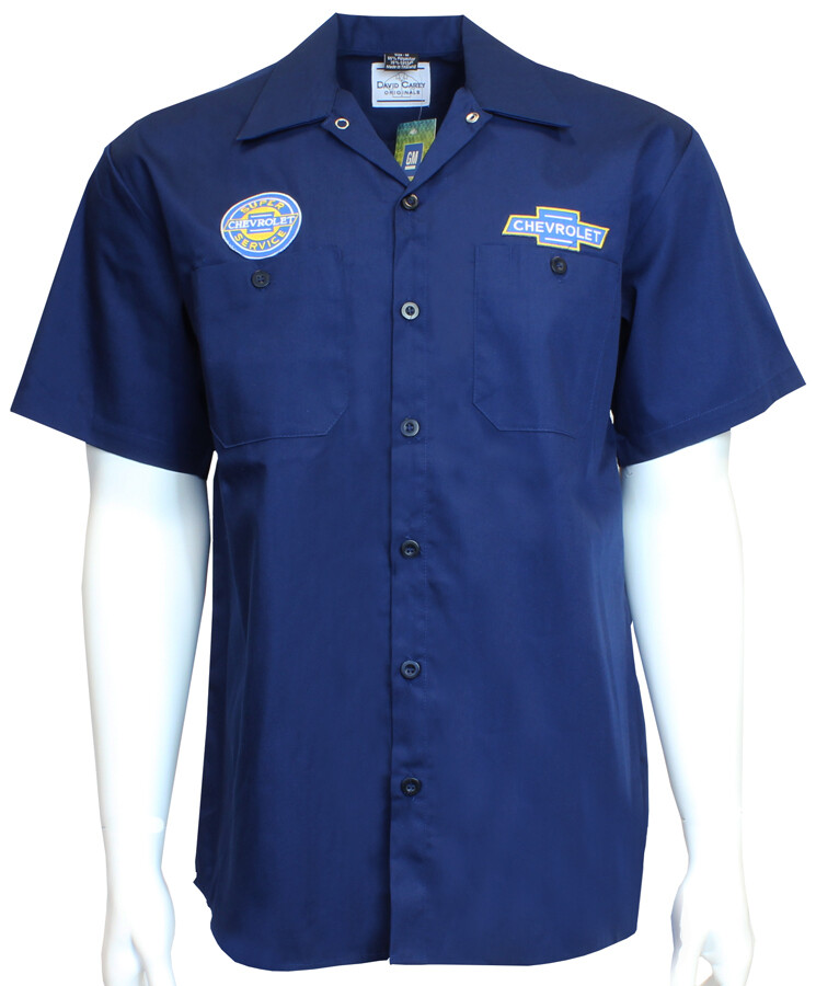 Chevrolet Super Service Mechanic Button Down Crew Pit Shirt Official Licensed