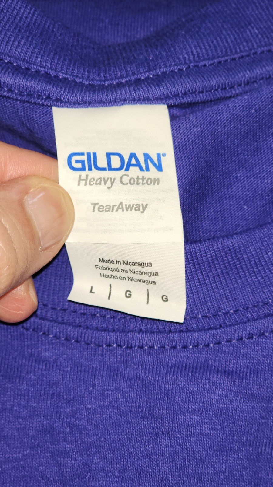 Gildan Adult Purple Blue Pre-Shrunk Heavy Cotton Crew Neck T-Shirt Size L