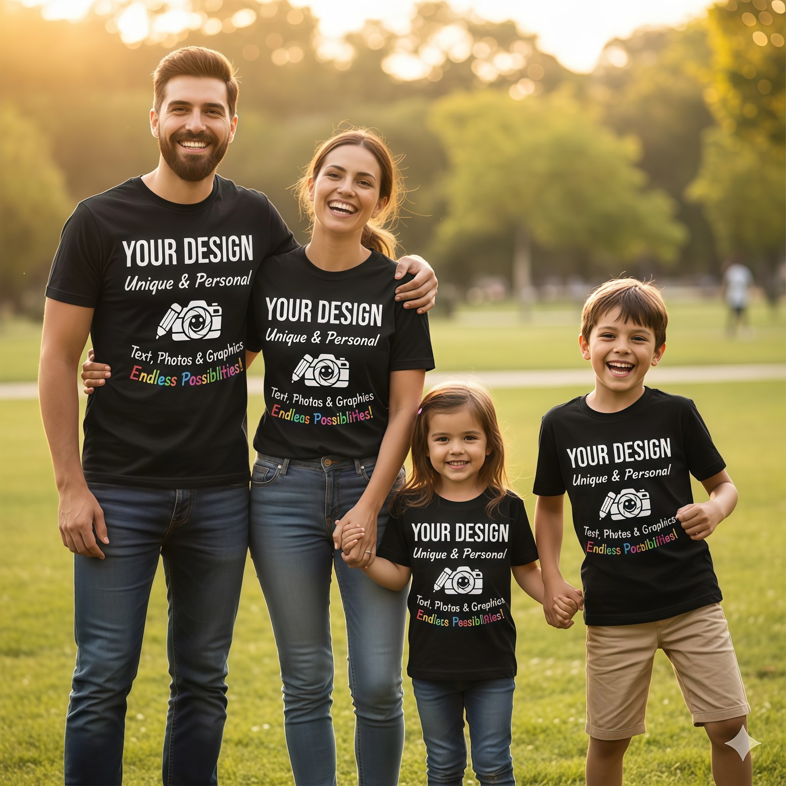 Print Your Photo Text Logo Custom DIY Cotton Tee Personalized Unisex Soft Top