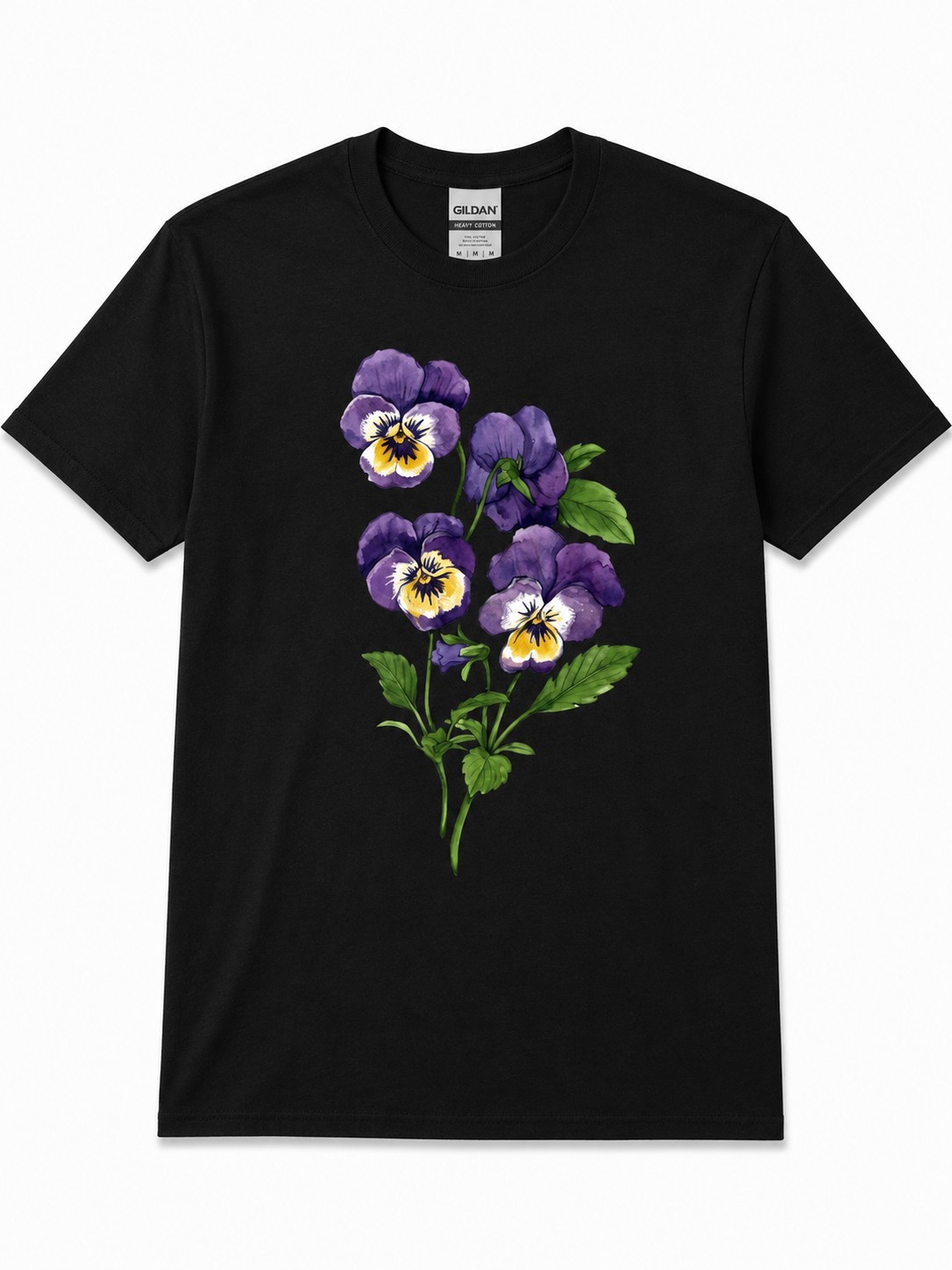 Vintage Watercolor Botanical Floral Trendy Pansy Graphic Cotton Unisex Tee