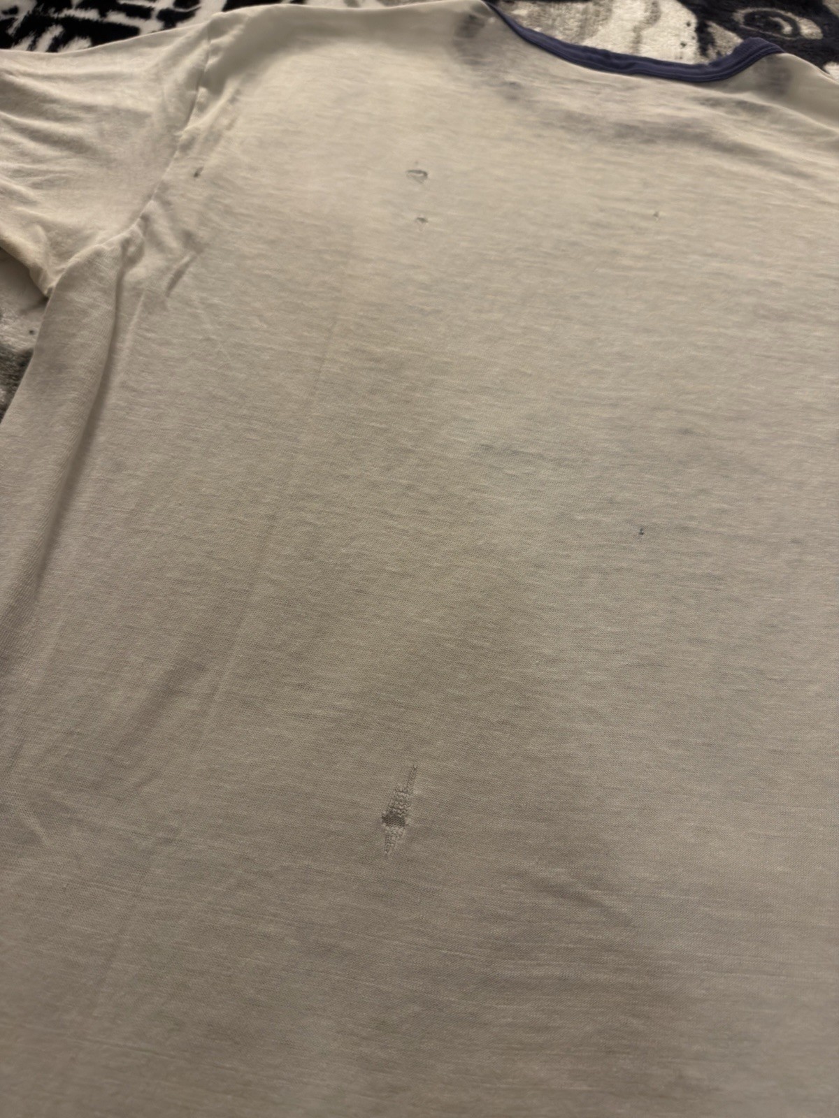 70s Hanes Quabbin Dive Shop Cayman Islands White/Blue Ringer Graphic T-Shirt L