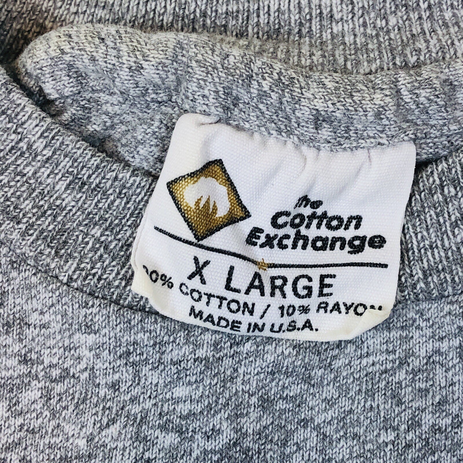 Vintage Williston School Cotton Exchange Embroidered Gray T-Shirt Size XL USA