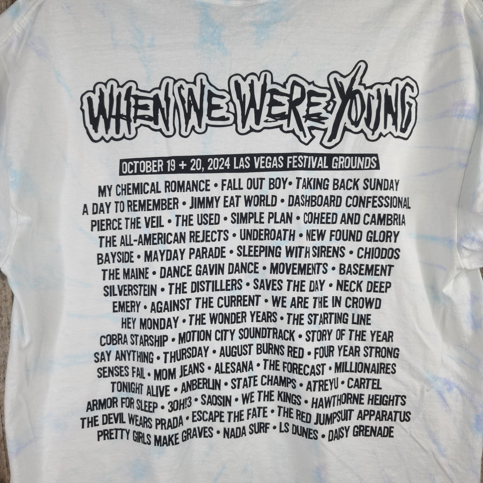 When We Were Young Music Festival T Shirt Las Vegas 2024 White w/ Tie Dye L