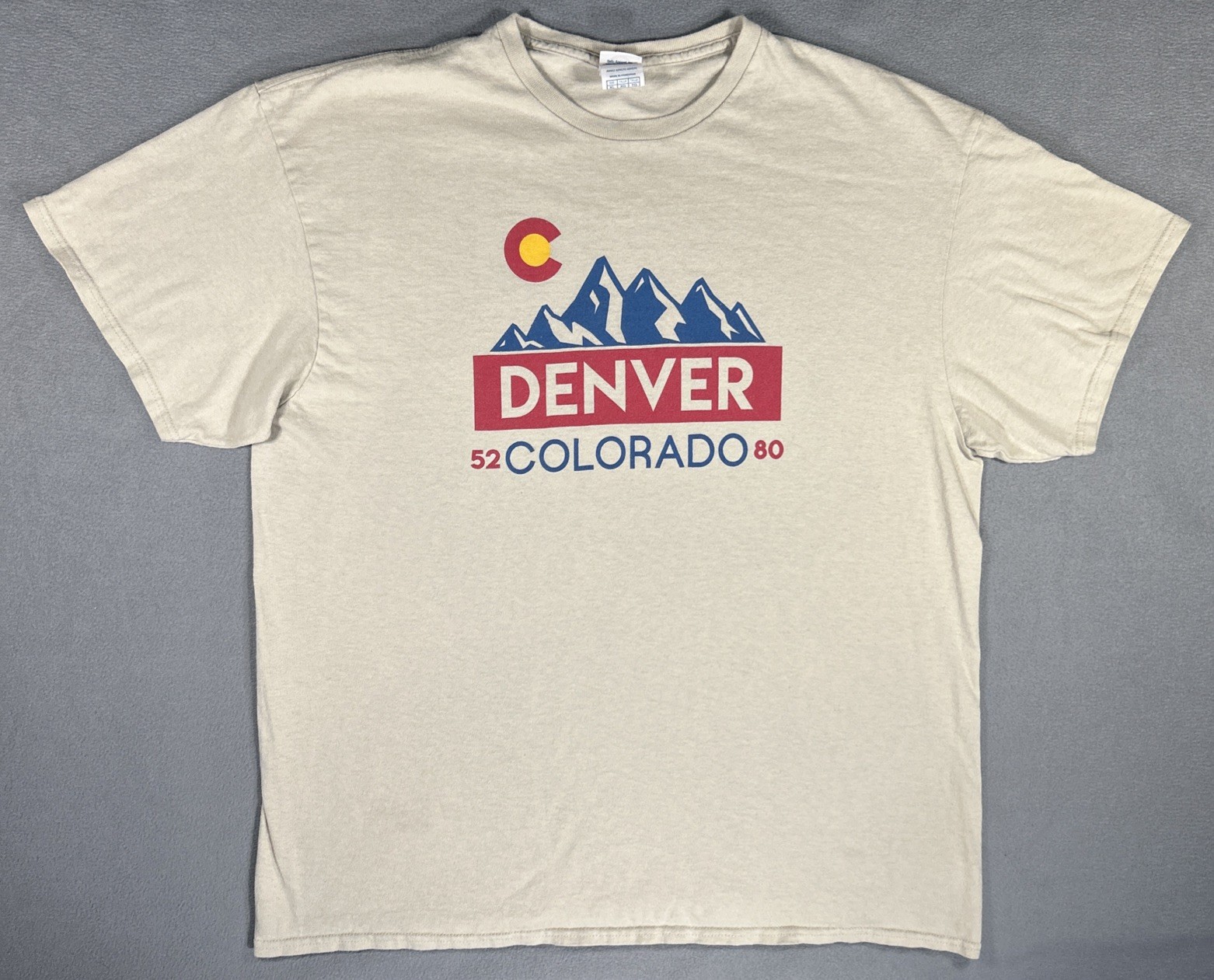 Denver Colorado 5280 Mens T-Shirt Size XL Off-White Short Sleeve