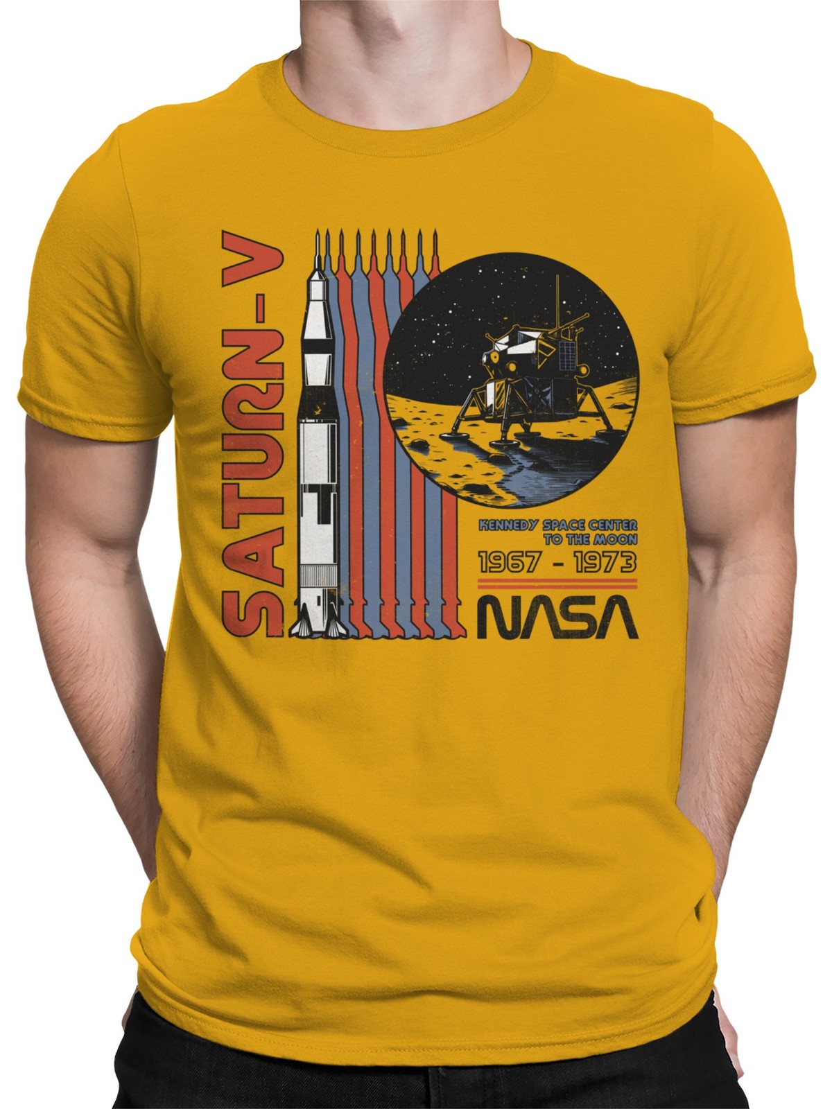 Officially Licensed Nasa Saturn-V Lunar Mission 1967-1973 Men’s T-shirt