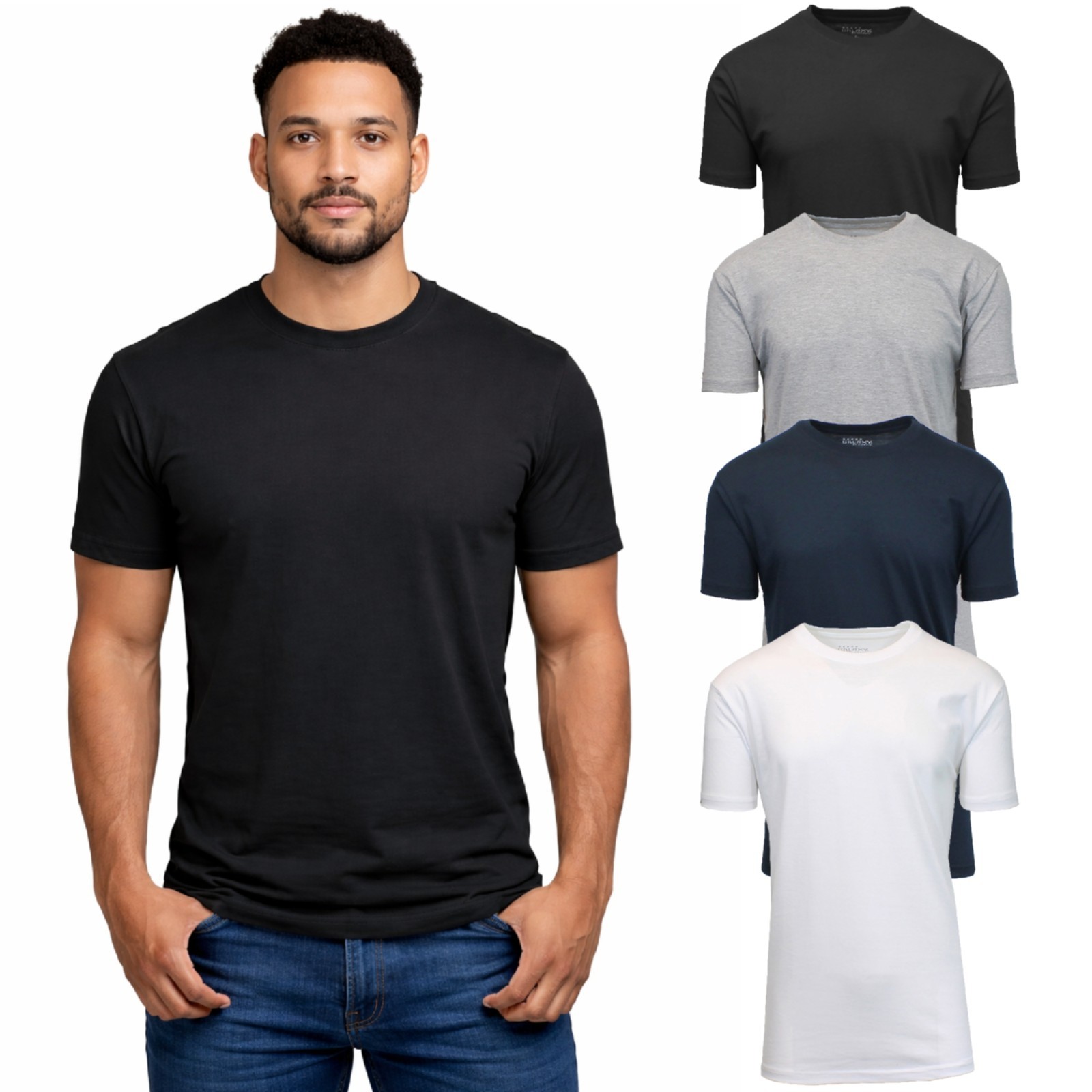 Men’s 4 Pack Crew Neck Casual T-Shirts | Cotton Blend Tees S-3XL | Free Shipping