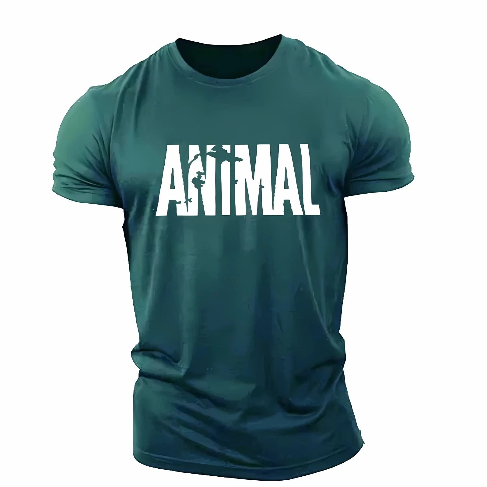 Men Muscle Gym T-Shirts Short Sleeve Workout Athletic Bodybuilding Animal Tee