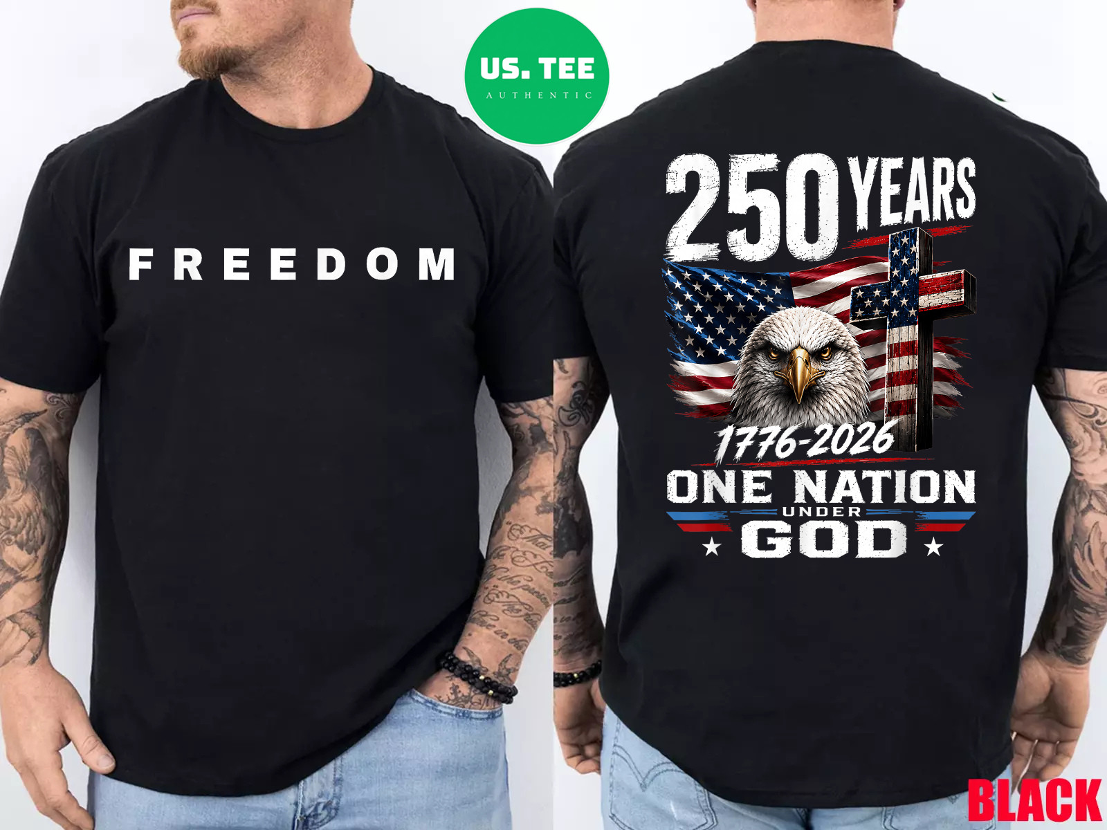 Freedom 250 Year USA American Flag 250th Anniversary Christian God Gifts 2-Sided