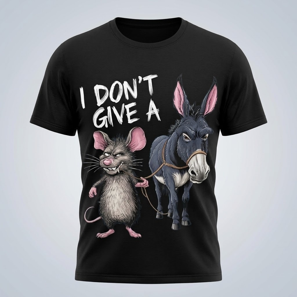 Funny Rat Donkey I Don’t Give A Graphic T Shirt Men Cotton Tee Size S-5XL