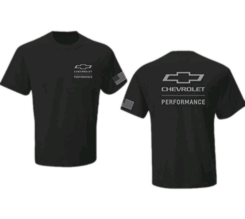 NEW CHEVY PERFORMANCE USA FLAG BLACK SHORT SLEEVE MENS COTTON TEE SHIRT D7893