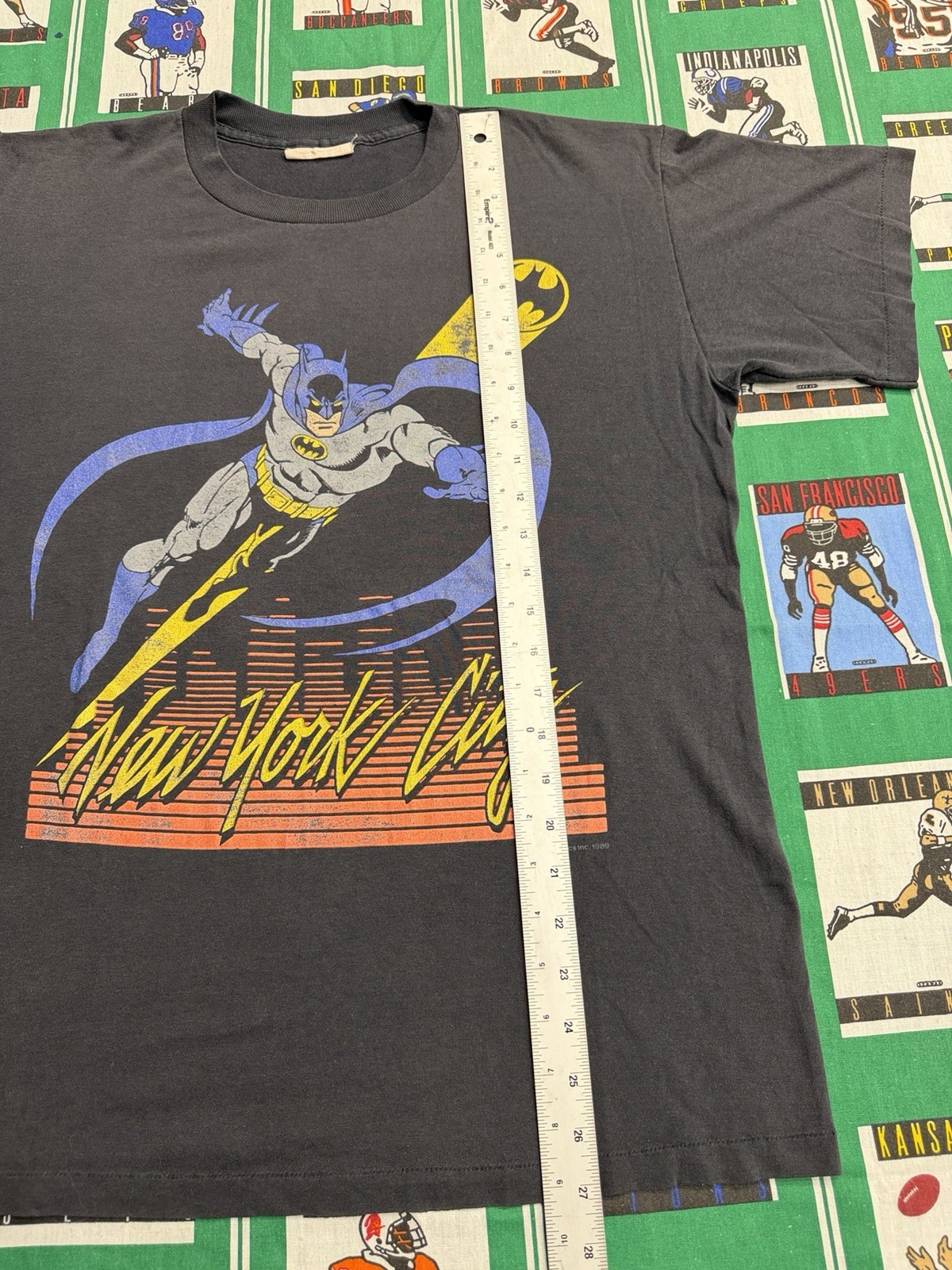 Vtg 80s Batman New York City Graphic Print Black Men’s L Crew T-Shirt