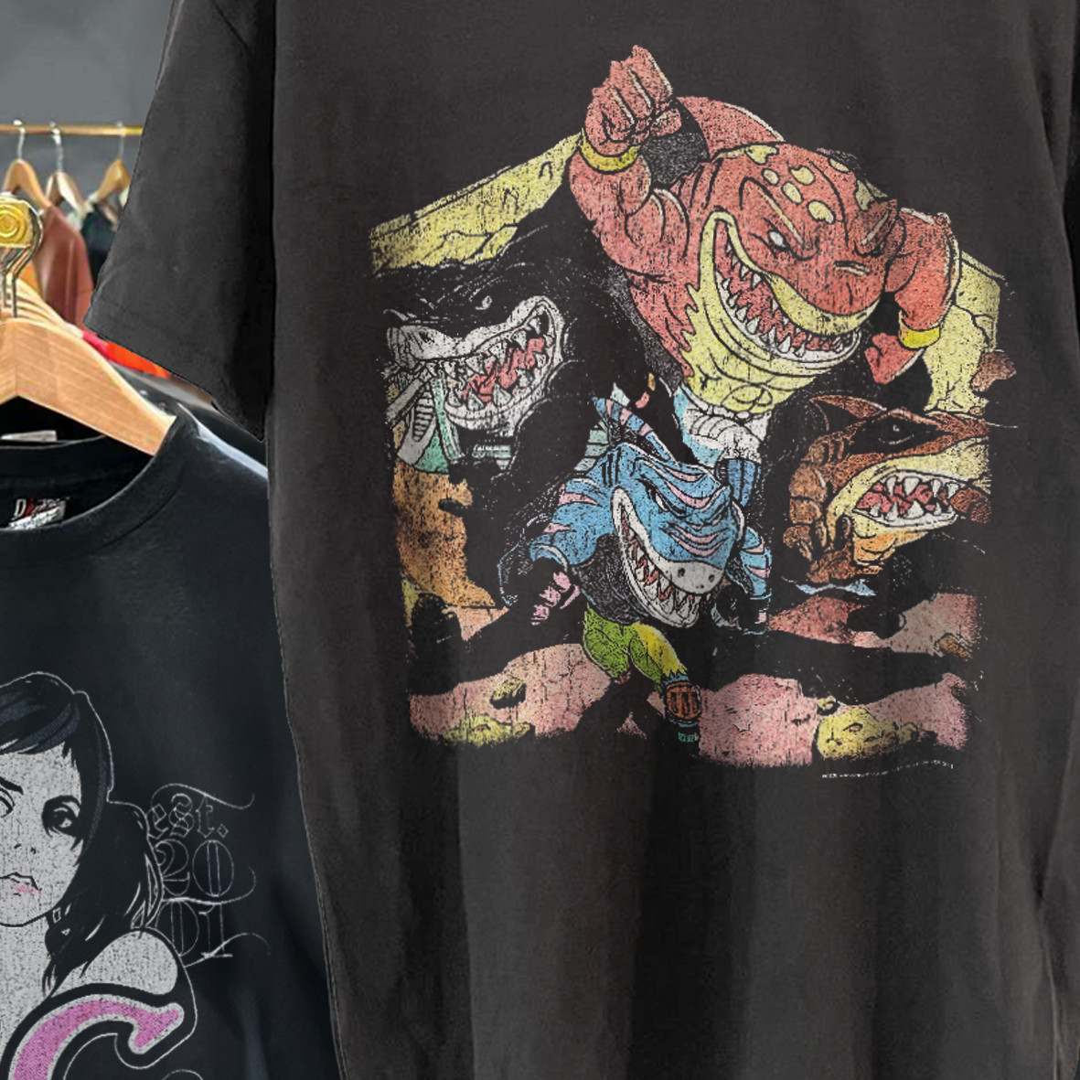 1995 Street Sharks Rare T-Shirt Black L