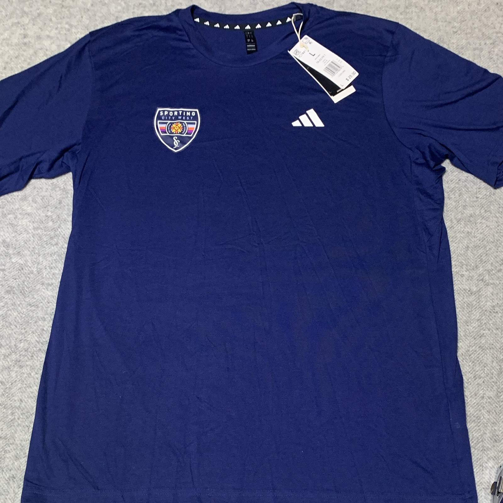 adidas Mens Cotton Jersey T-Shirt L Sporting City West Blue IC7441