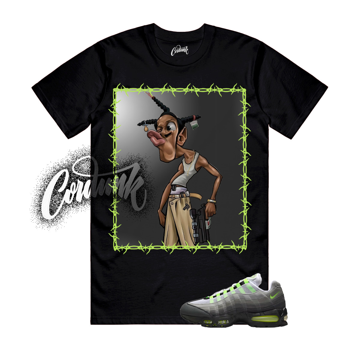 Air Max 95 Big Bubble Neon Black Yellow Cool Grey 2025 T Shirt Match LDOG