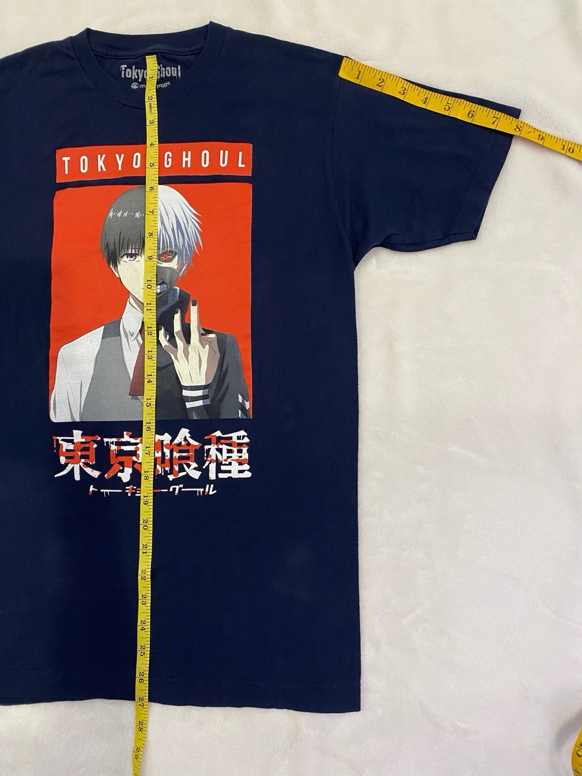 Tokyo Ghoul Crunchy Roll Graphic Print Navy Blue Red T Shirt Mens Size M (38/40)