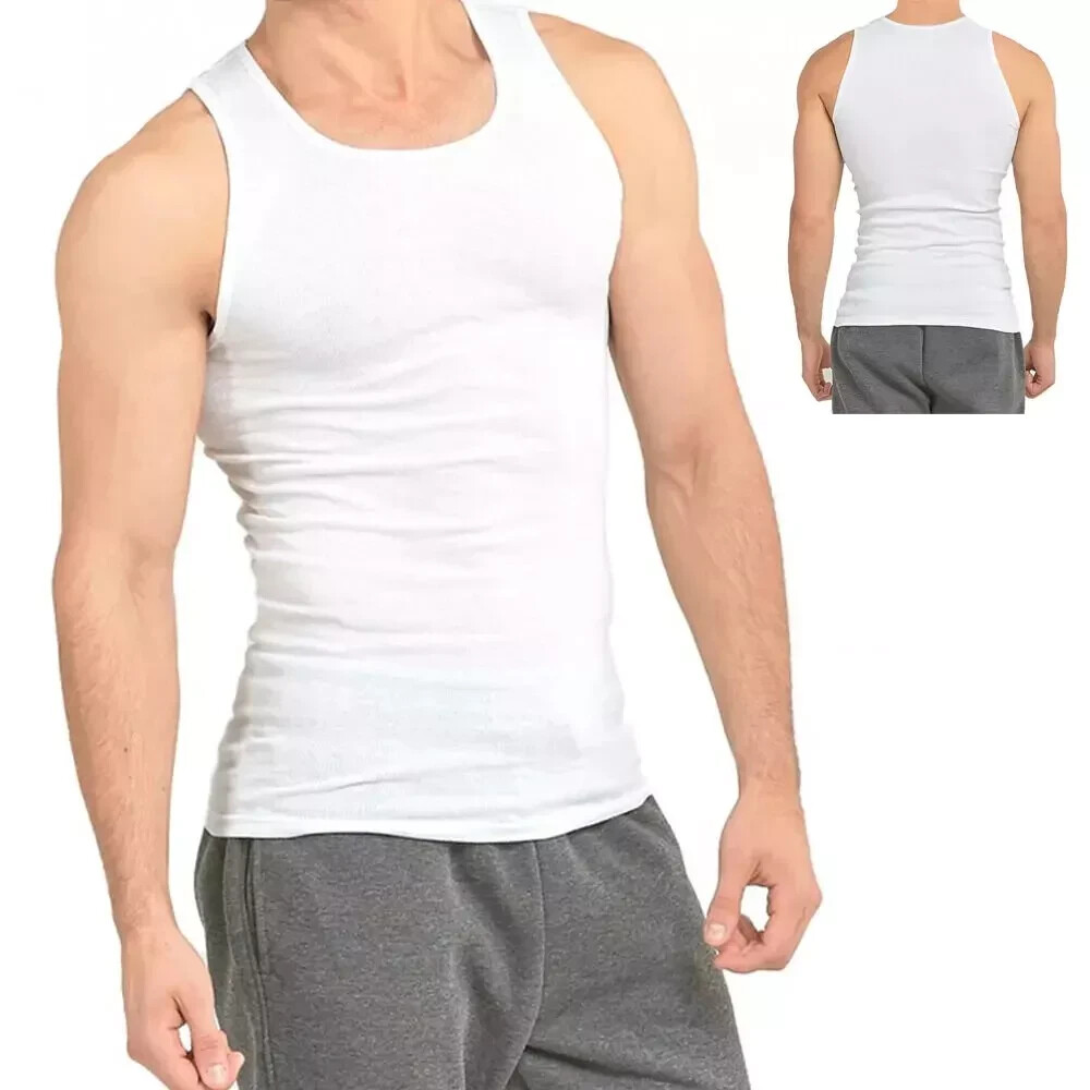 6-12 Pack Mens Tank Top 100% Cotton A-Shirt Wife Beater Undershirts Size S-2XL