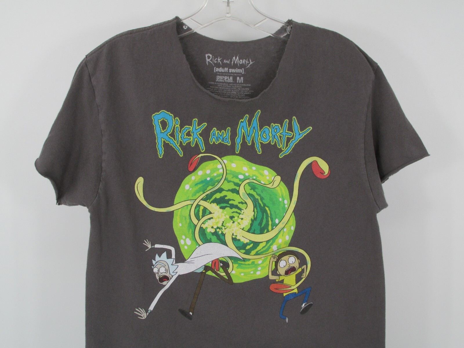 Rick and Morty Adult Swim Tee Unisex Medium Gray Graphic Cartoon Ripple Junction