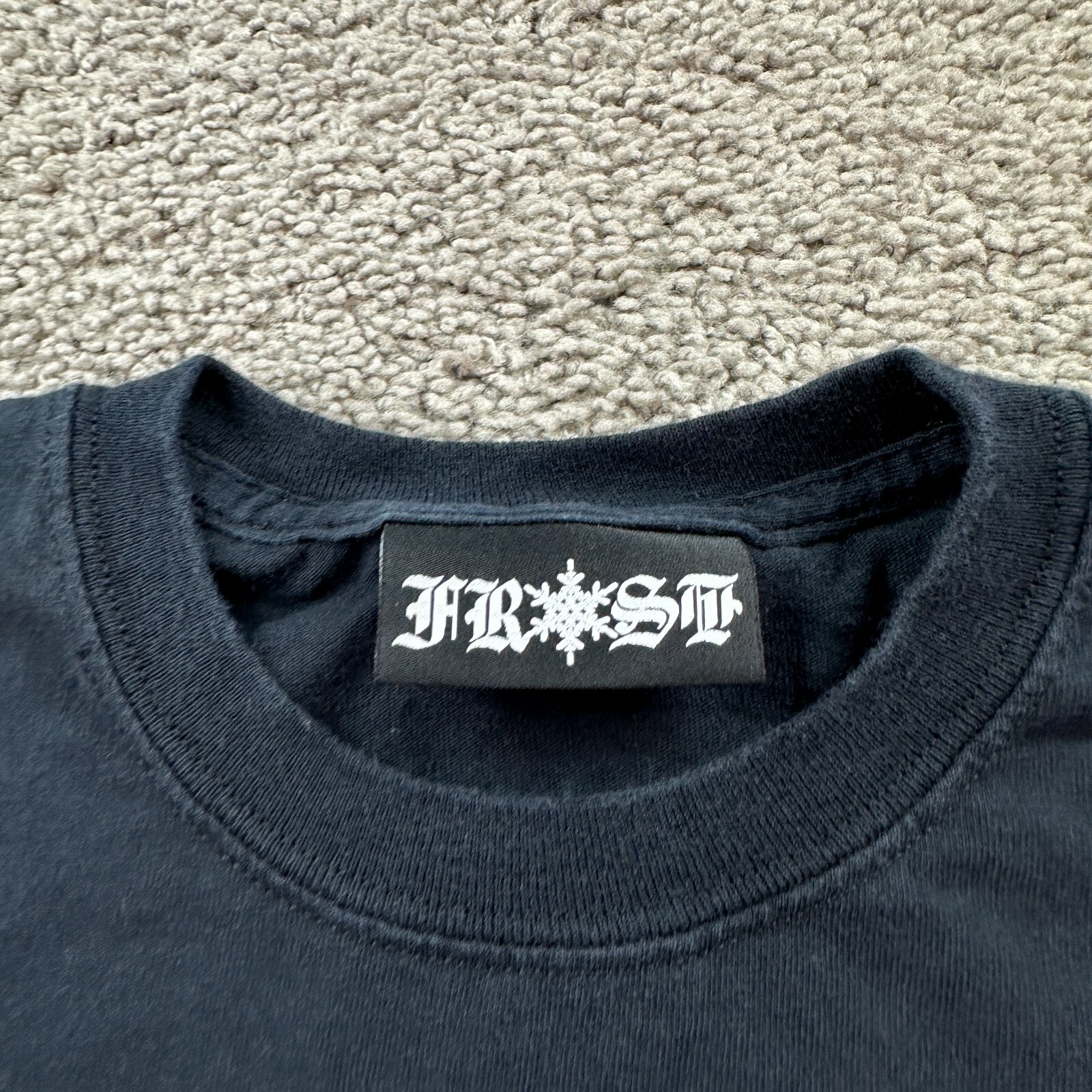 Frost Shirt Mens Small Black White Cyrillic You Can Never Leave Short Sleeve
