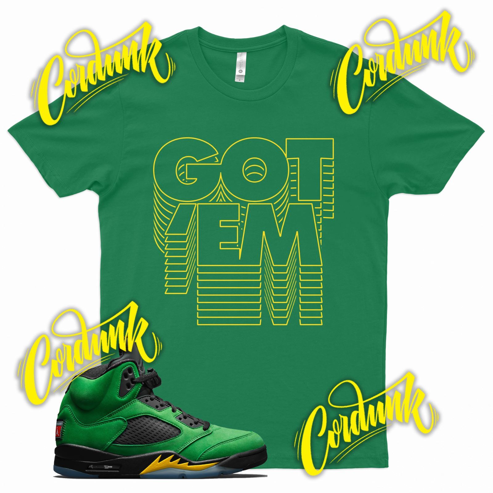 Green GOT EM T Shirt for J1 5 Oregon Ducks Apple Green Elevate Yellow