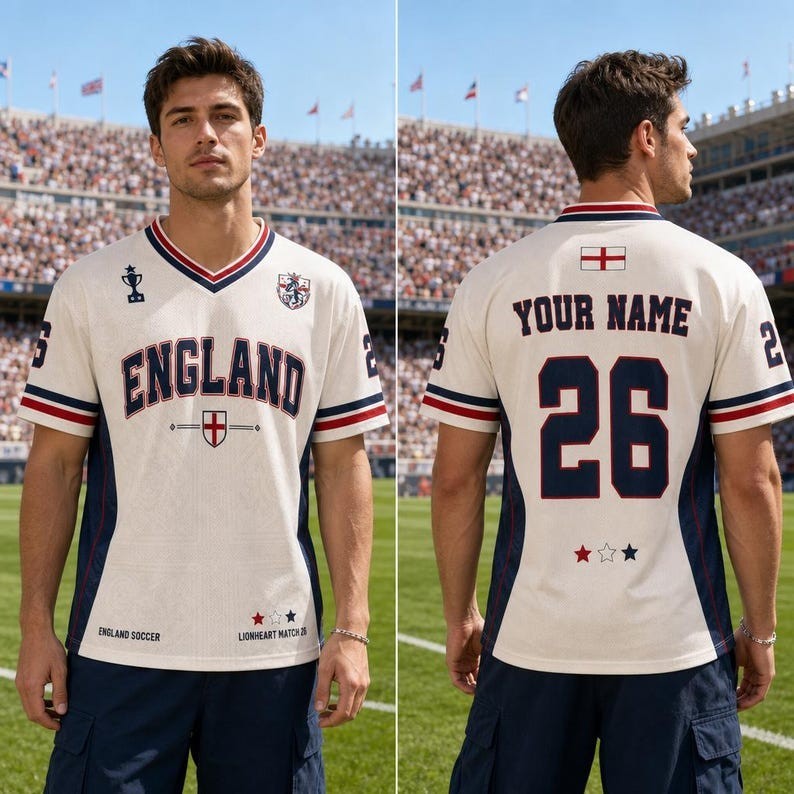 Custom England Soccer Jersey, Personalized Name Number Football Game Day Tee, Na