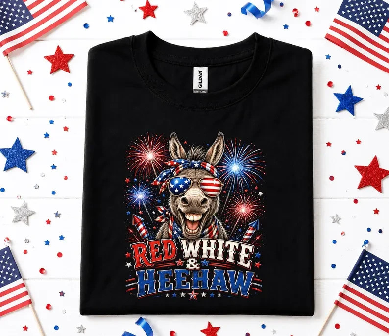 4th of July Donkey Shirt, Red White and Heehaw Tee, Patriotic Donkey Forth