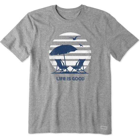 Life is Good Men’s Small 70’s Retro Beach Umbrella Short Sleeve Tee