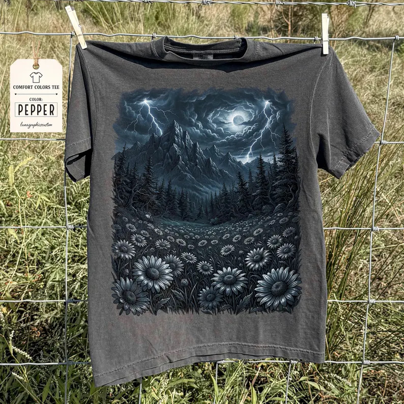 Wildflowers Mountains Comfort Tee Nature Outdoors Soft Gift