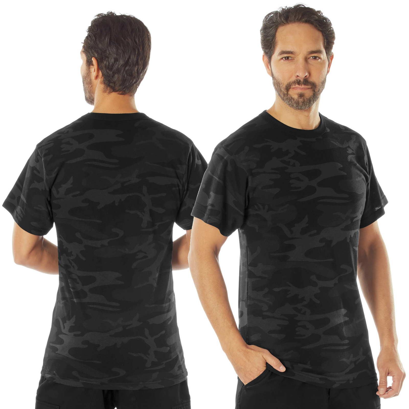 Rothco Men’s Midnight Black Camo Tactical T-Shirt – Camouflage Fashion Tee