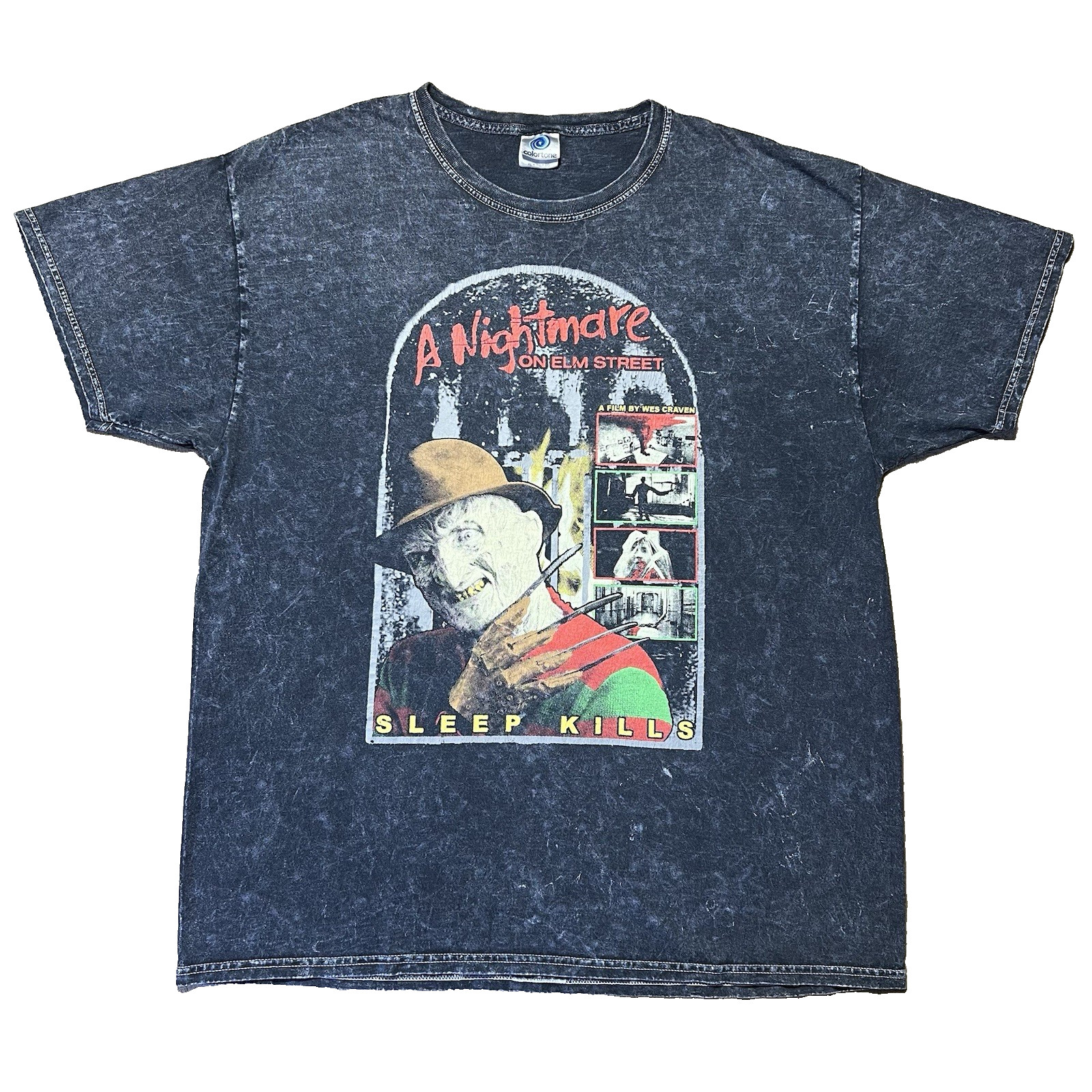 Nightmare On Elm Street T Shirt Mens Large Black Freddy Kreuger Horror Movie Tee