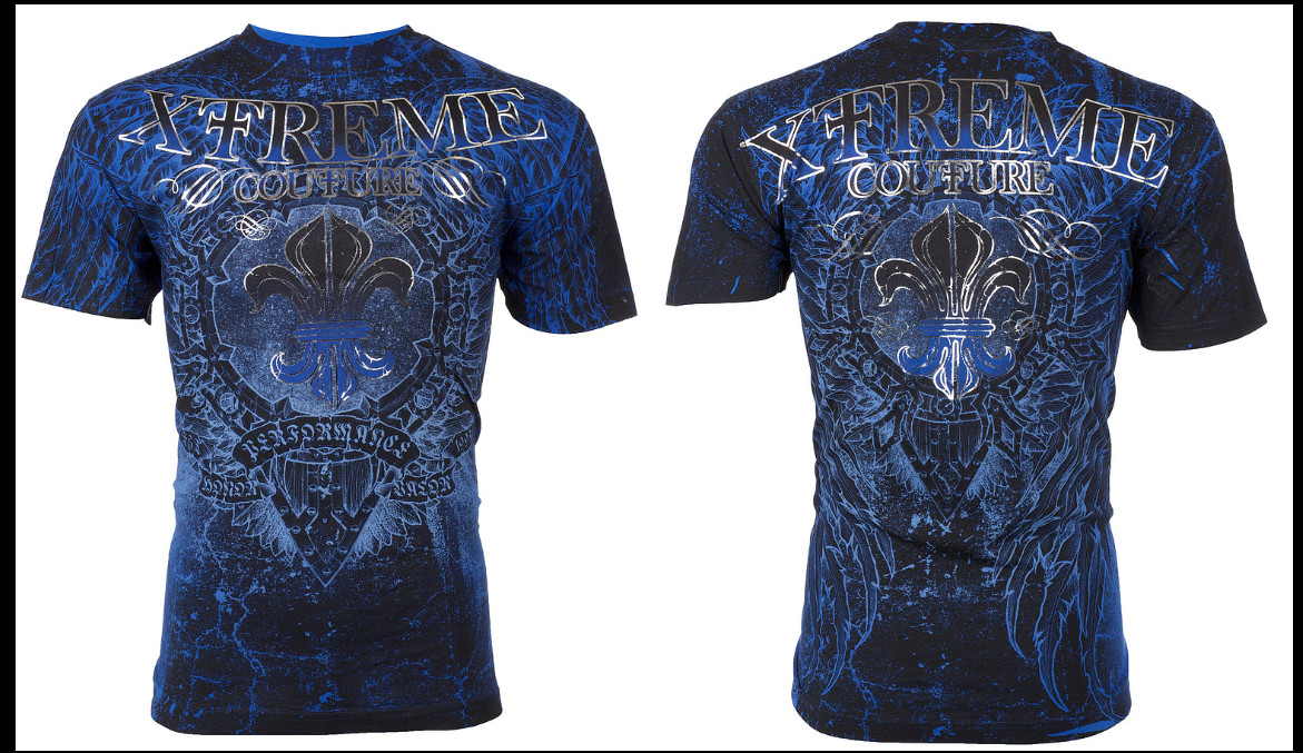 XTREME COUTURE by AFFLICTION Blue HONORABLE Short Sleeve Slim Fit T-shirt NWT