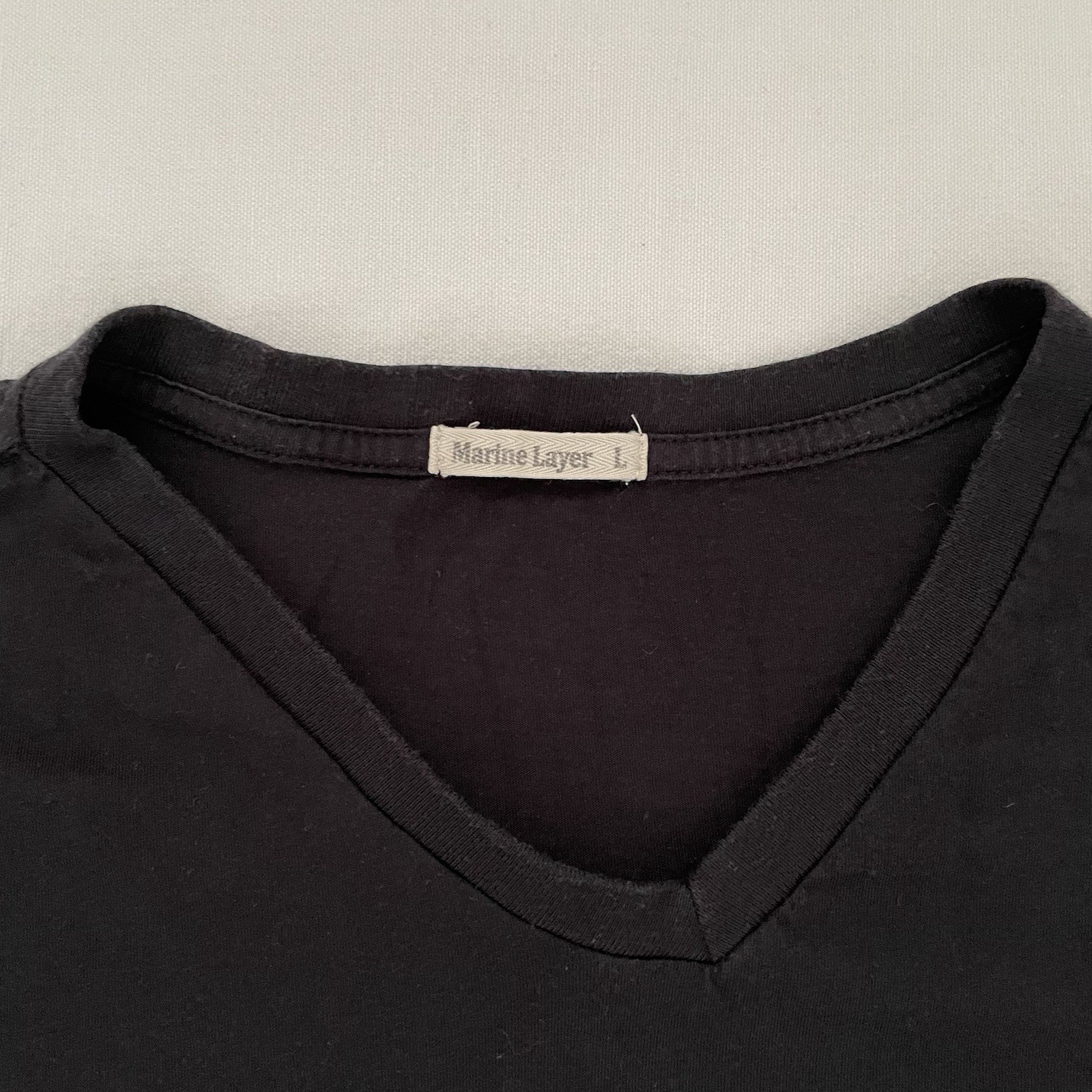 Marine Layer V-Neck T-Shirt Men LARGE Black Soft Tri-Blend Made in California
