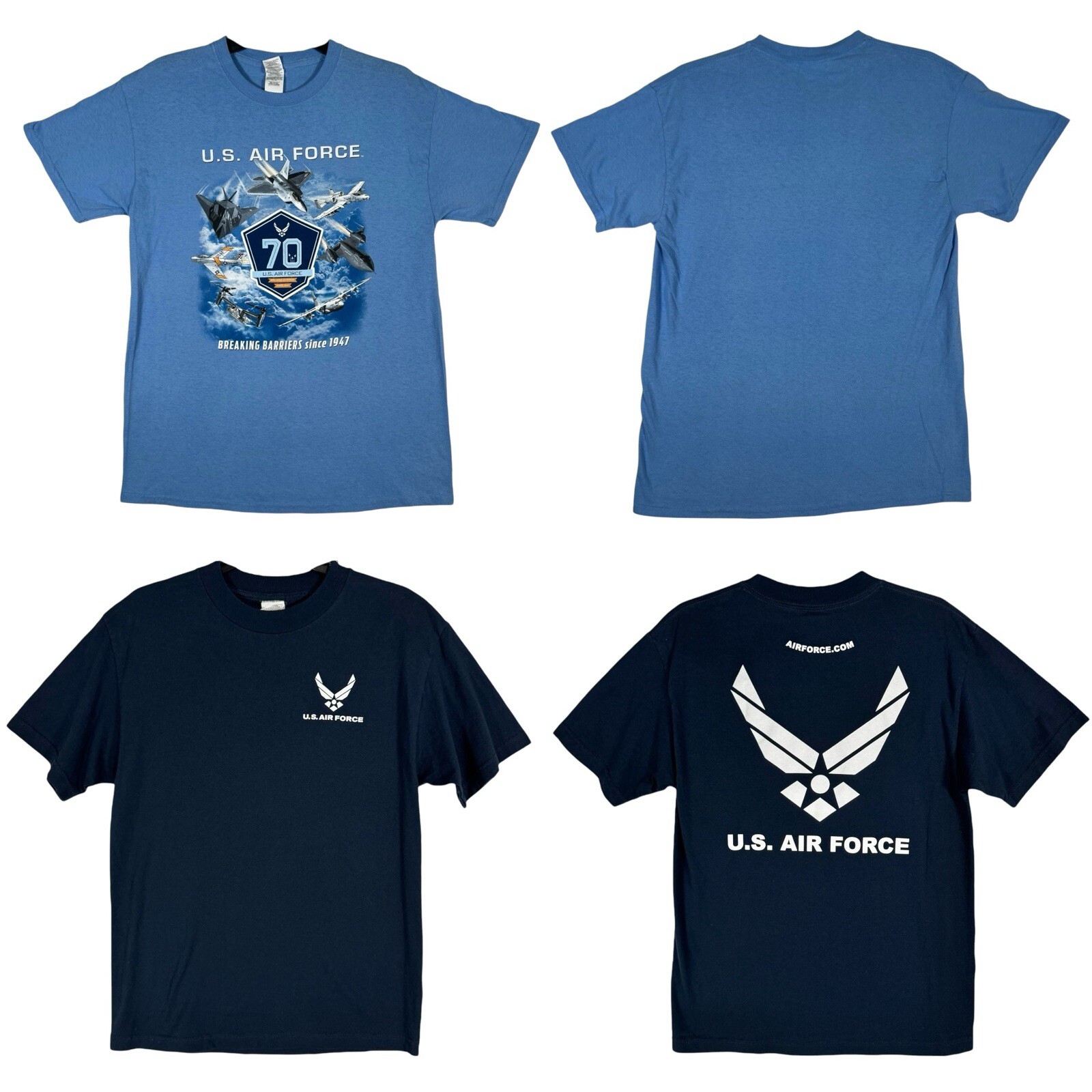 Lot 2 USAF Air Force Shield Graphic T Shirt Size M Military Training Fighter Jet