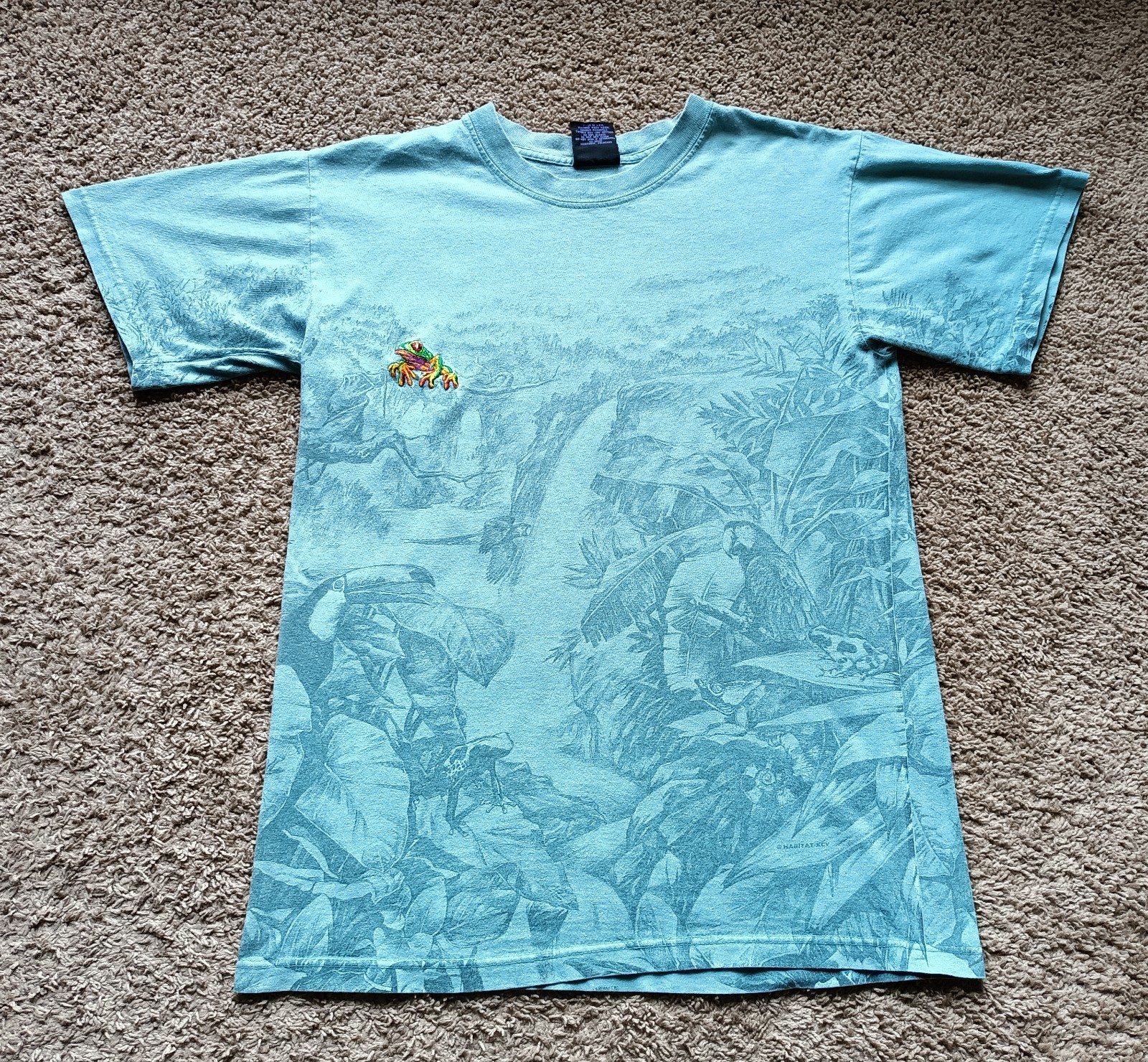 Vintage Habitat Wilderness T-Shirt Men’s Size Large All Over Print Animal Blue