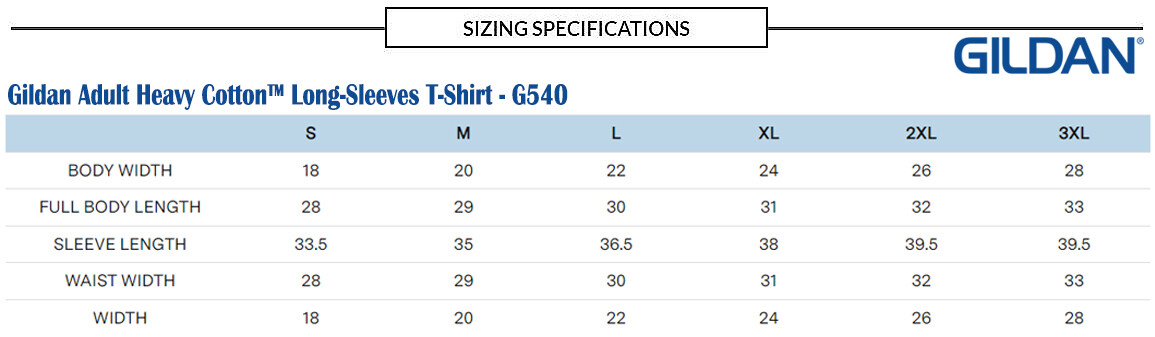 Gildan G540 Mens Heavy Cotton Preshrunk Tshirt Crew Neck Long Sleeve T-Shirt