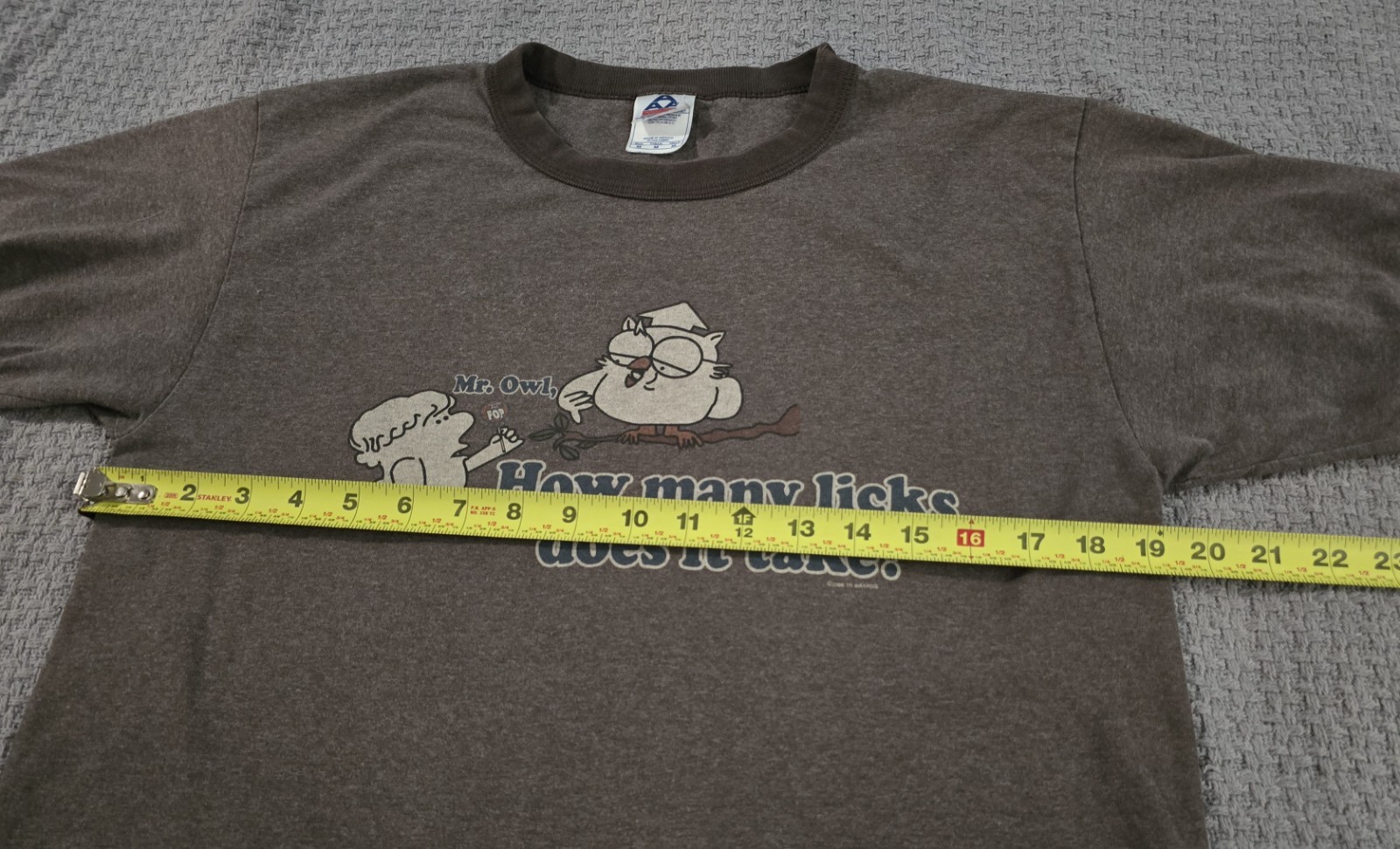 Vintage Ringer OWL How Many Licks Tootsie Pop T-Shirt Size Med Retro