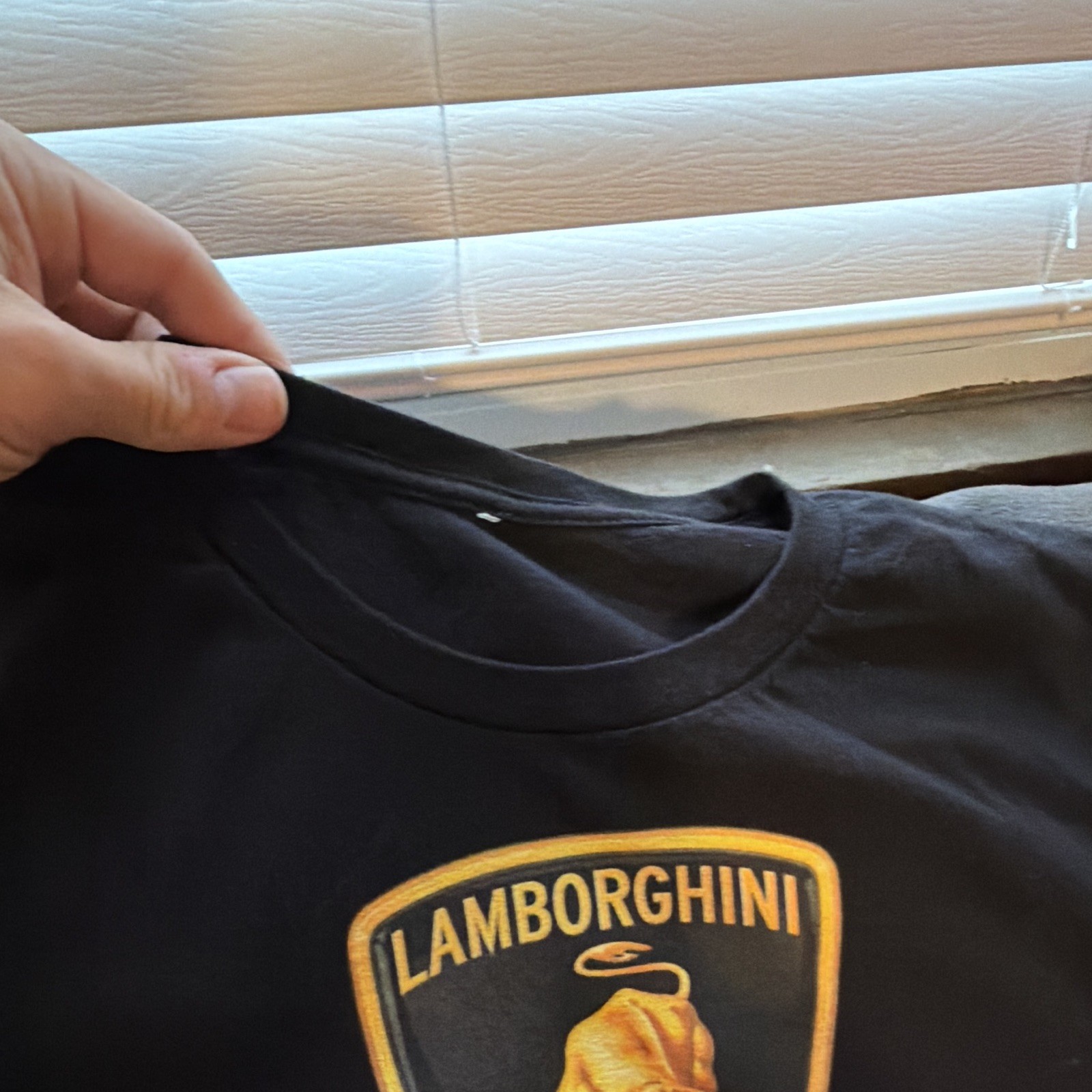 Lamborghini Men’s Black Graphic Print Logo Short Sleeve T-Shirt M or small L