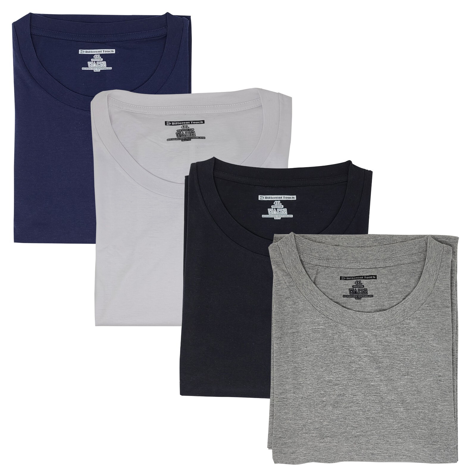Different Touch Men Big and Tall 100% Cotton Short Sleeve T-Shirts 4PACK