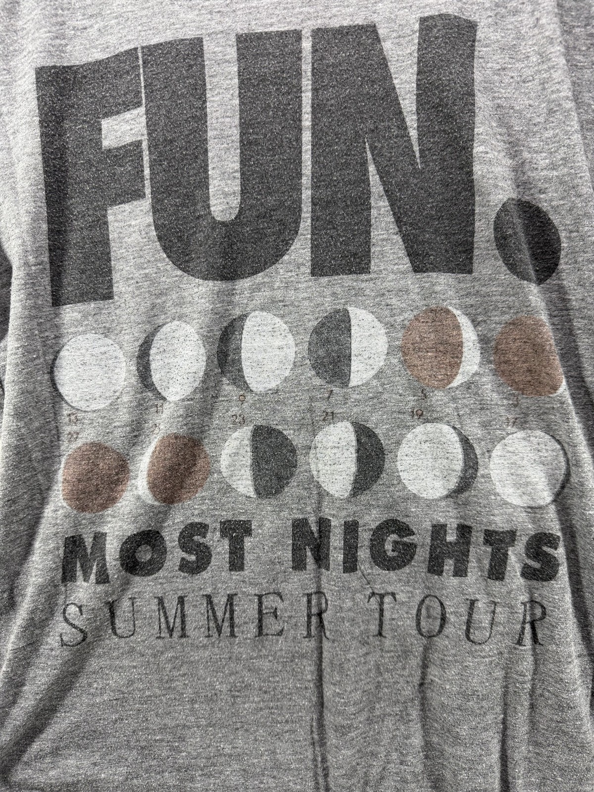 fun Band Most Nights Summer Tour T Shirt M Heather Grey Moon Phase Graphic Tee