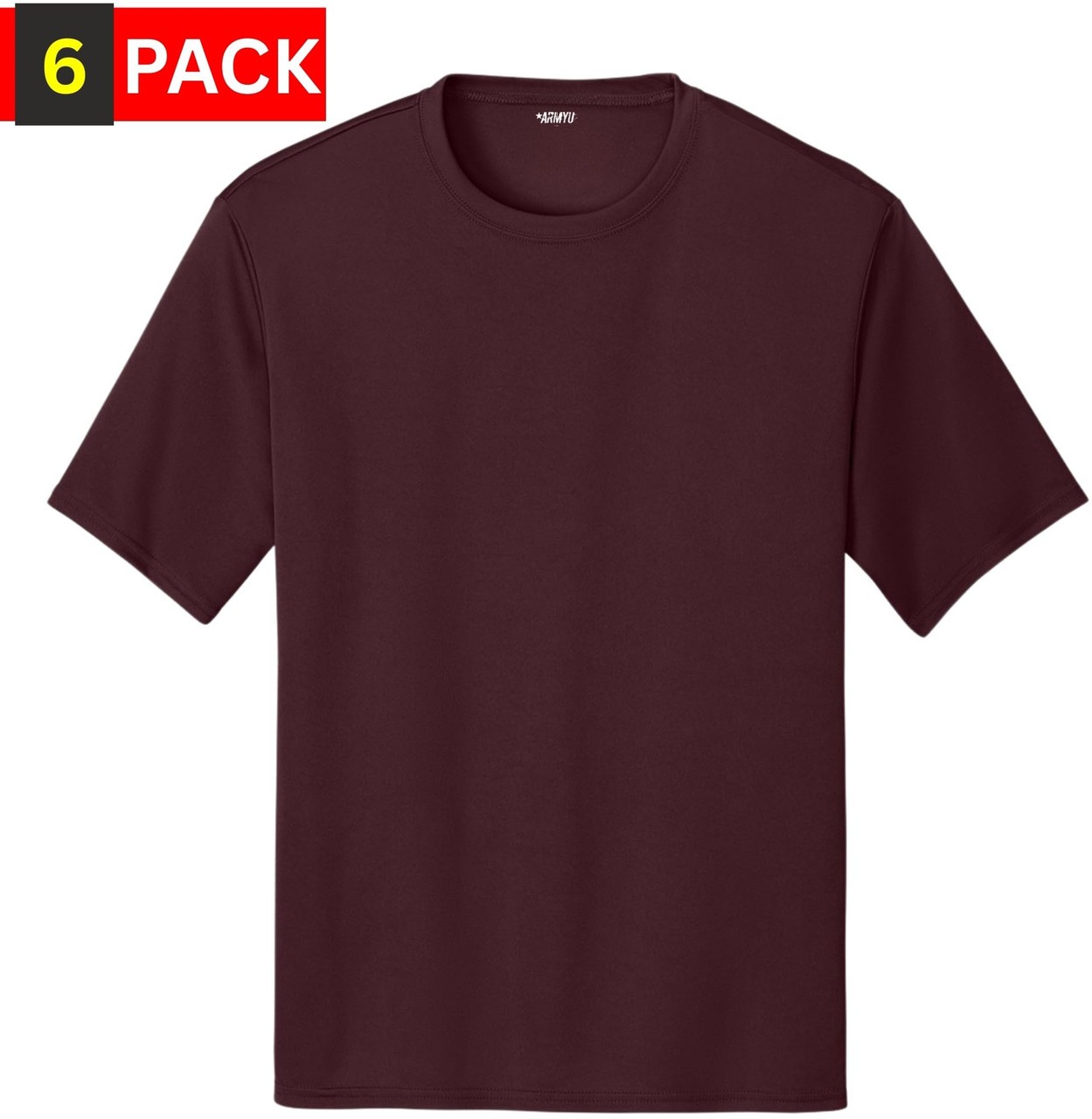 Solid Performance Military T-Shirts 100% Polyester Moisture Wicking Tee, 6-Pack