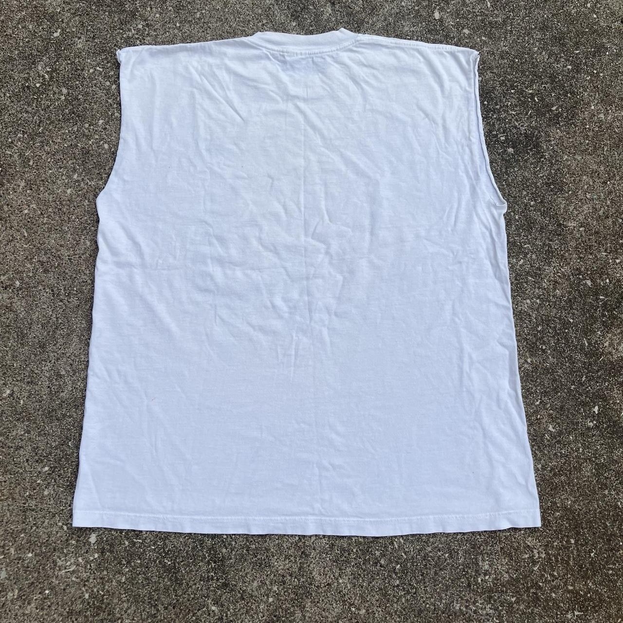 90s Dilbert Capitalism White Sleeveless Tank. Made in U.S.A L Vintage