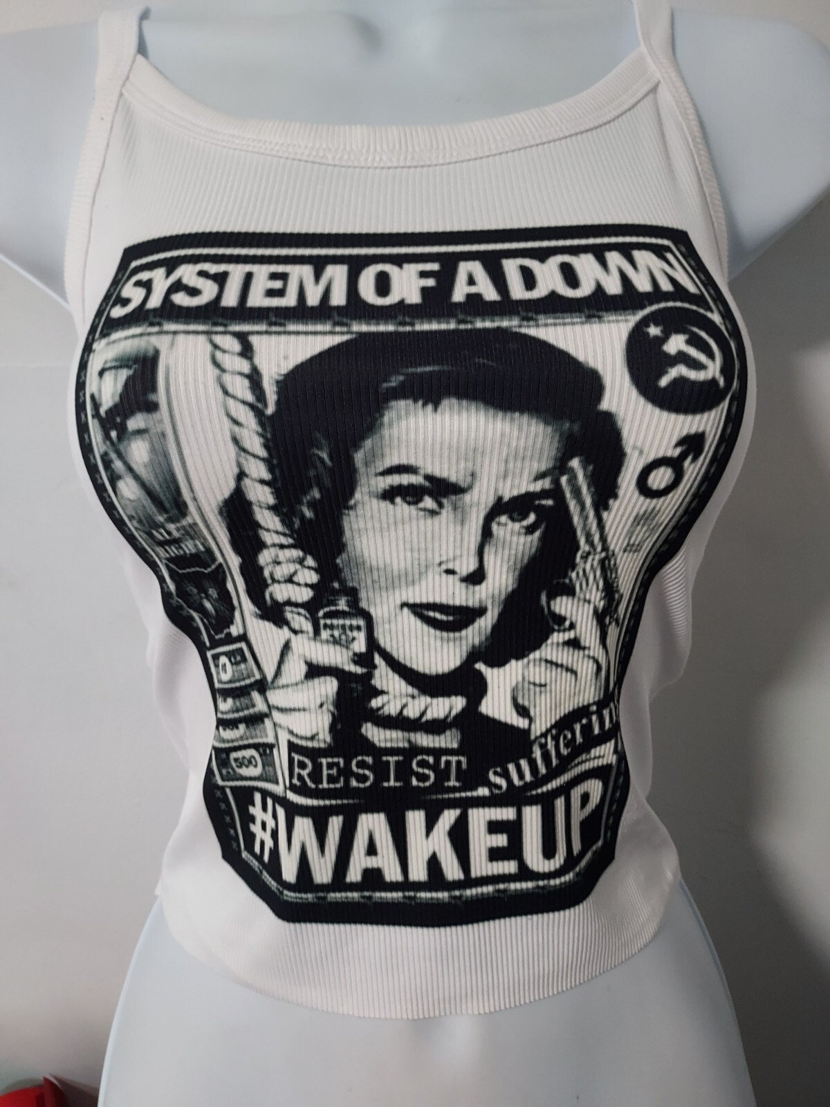 System of a down wake up crop top system of a down tank top ribbed hand cropped