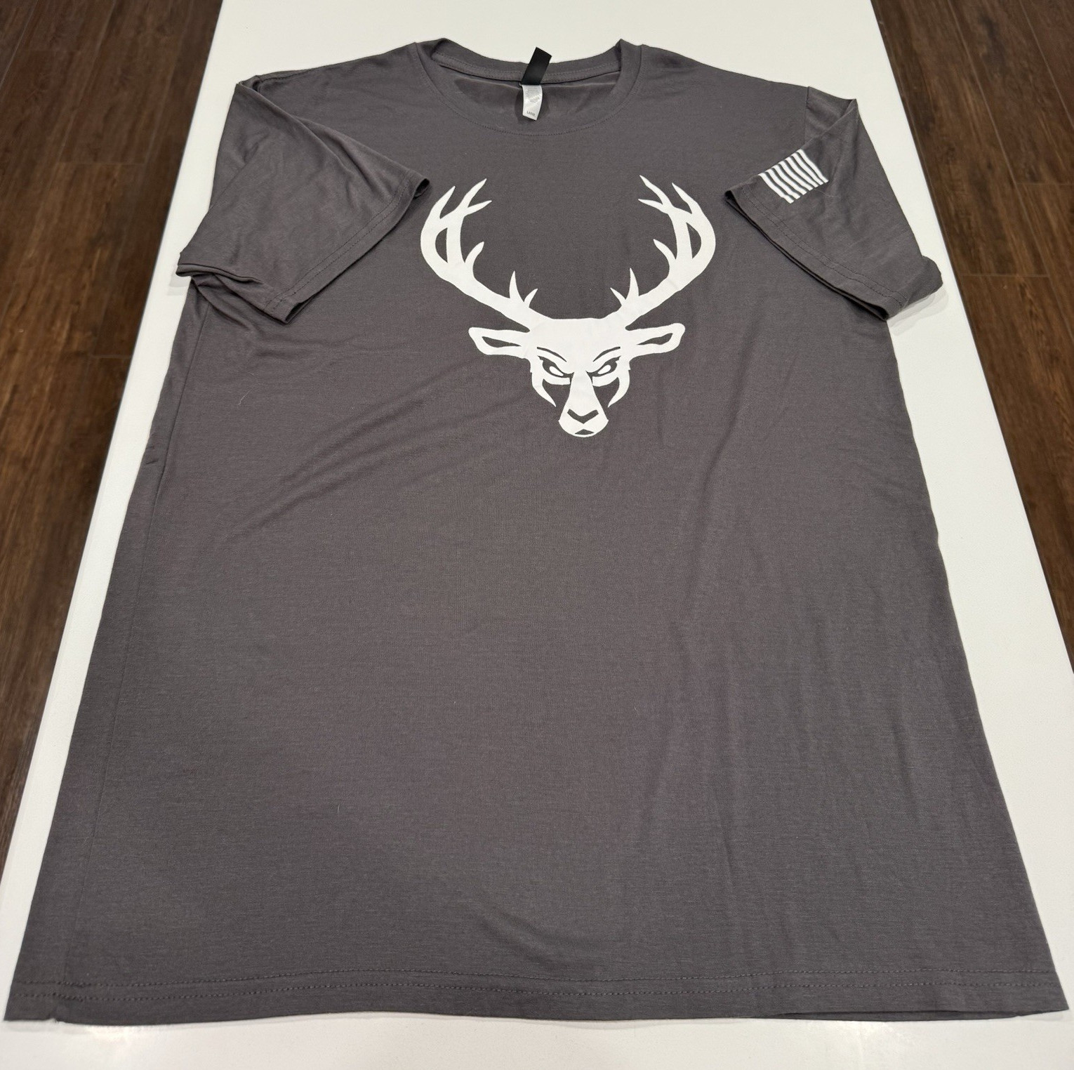Bucked Up Gray USA Graphic Logo Crew Neck Short Sleeve Men’s T-Shirt Size L