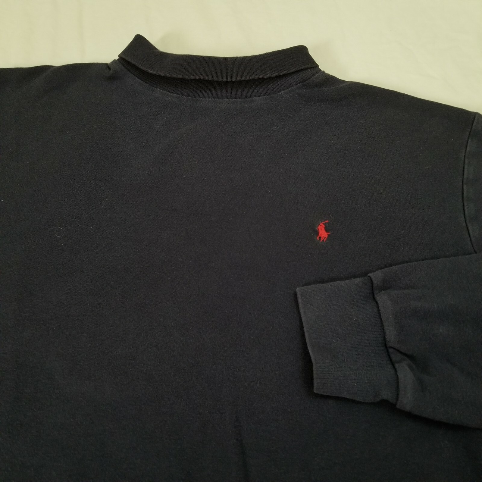 Vintage 90s Polo Ralph Lauren Turtleneck T Shirt Navy Blue Red Pony Logo Large