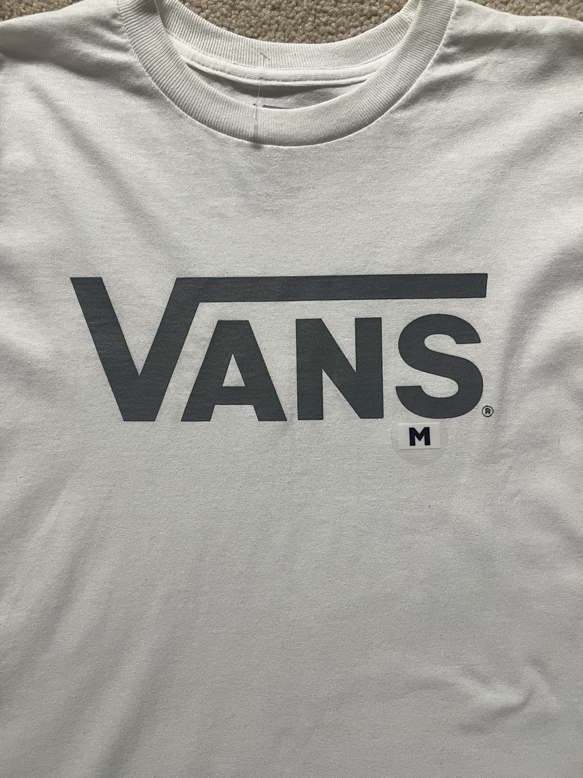 VANS Classic Logo T-Shirt White Size Medium