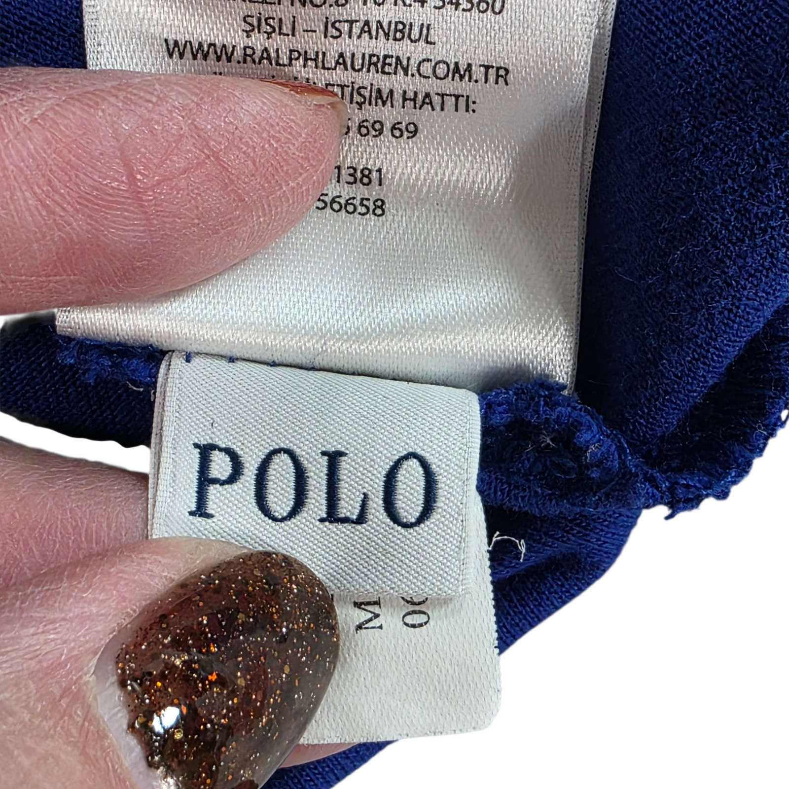Polo Ralph Lauren T-Shirt Mens Large Blue Custom Slim Fit Crew Neck Long Sleeve