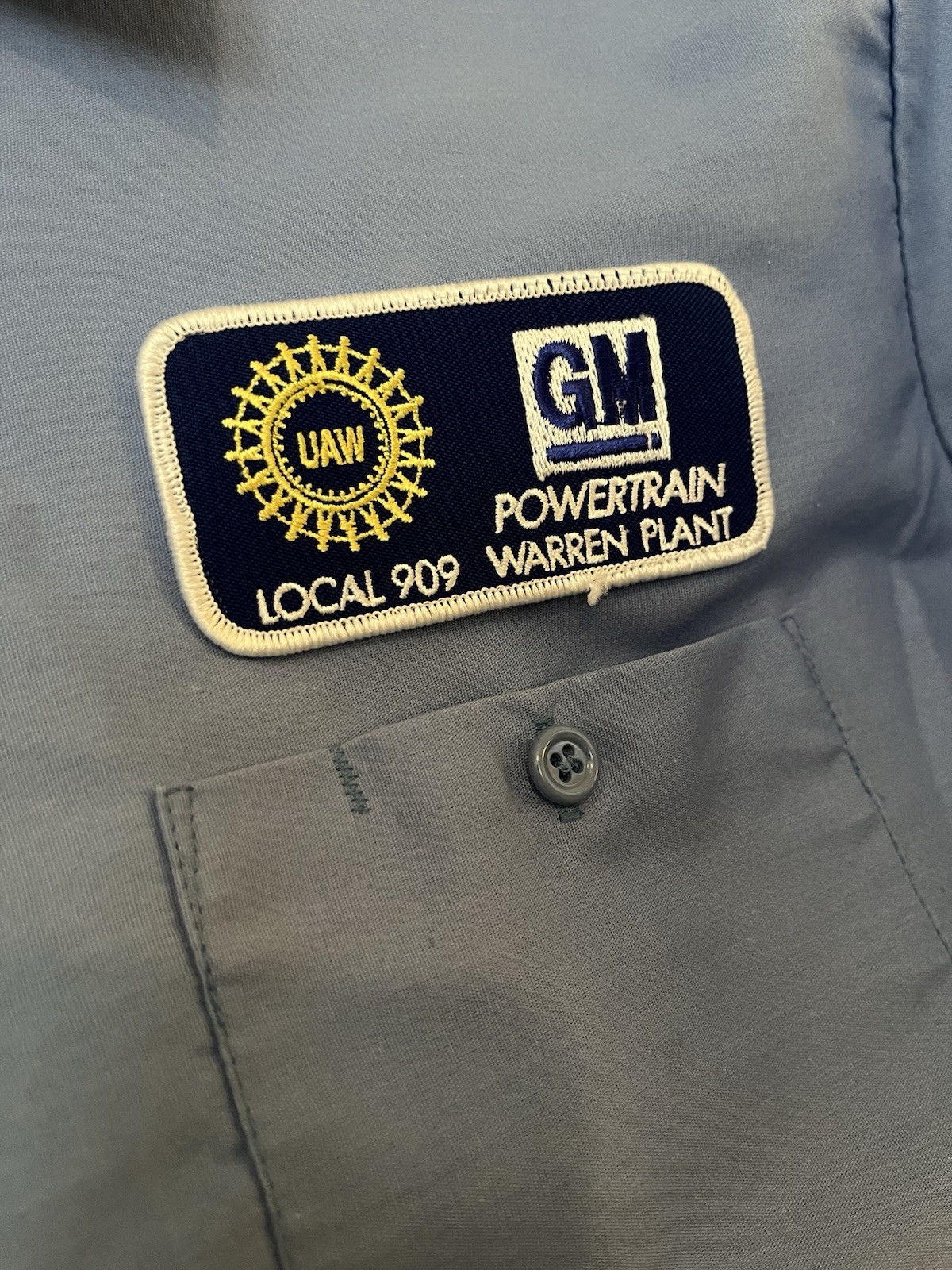 (4) Vintage GM Powertrain Warren Plant UAW Local 909 Uniform ShirtS USA Made XL