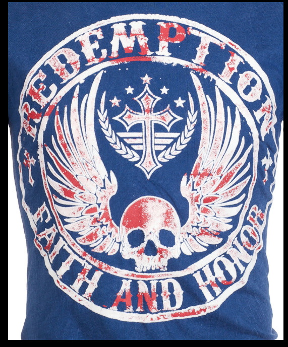 ARCHAIC by AFFLICTION American Flag CROSSED DEATH Short Sleeve Slim Fit T-shirt