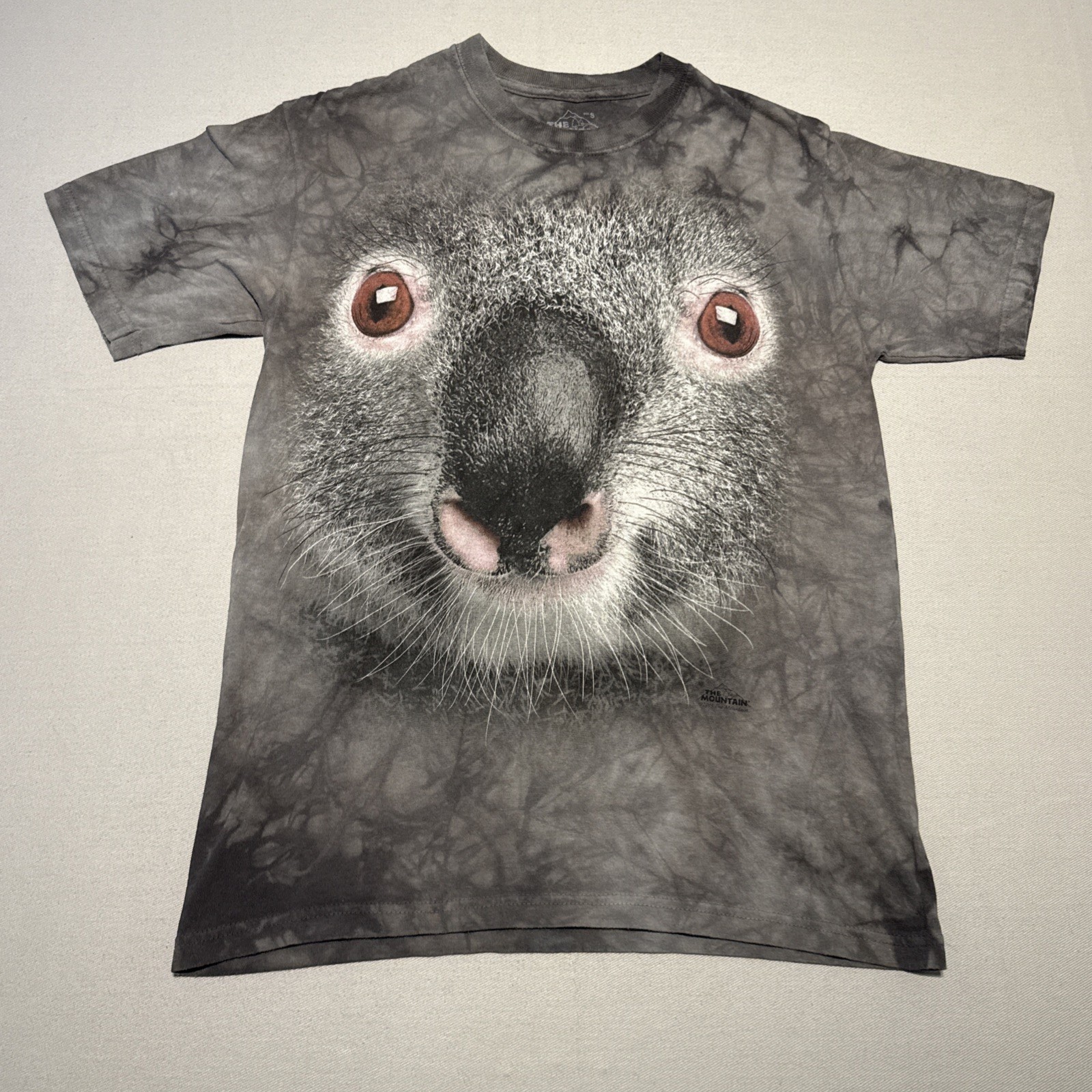 The Mountain T-Shirt Mens Smalll Grey Tie Dye Koala Animal Print Cotton Wildlife